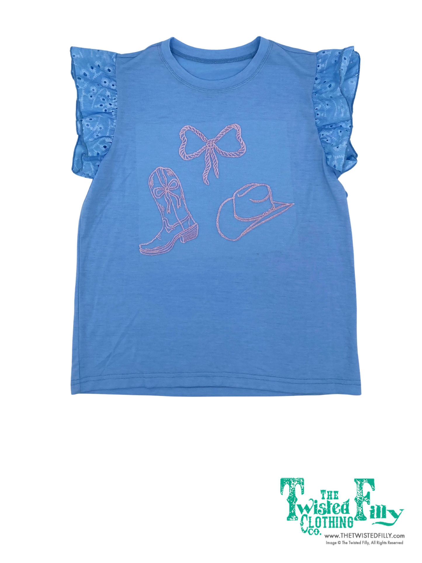 Blue Pink Western Elements - Toddler Ruffle Eyelet Tee (4pcs)
