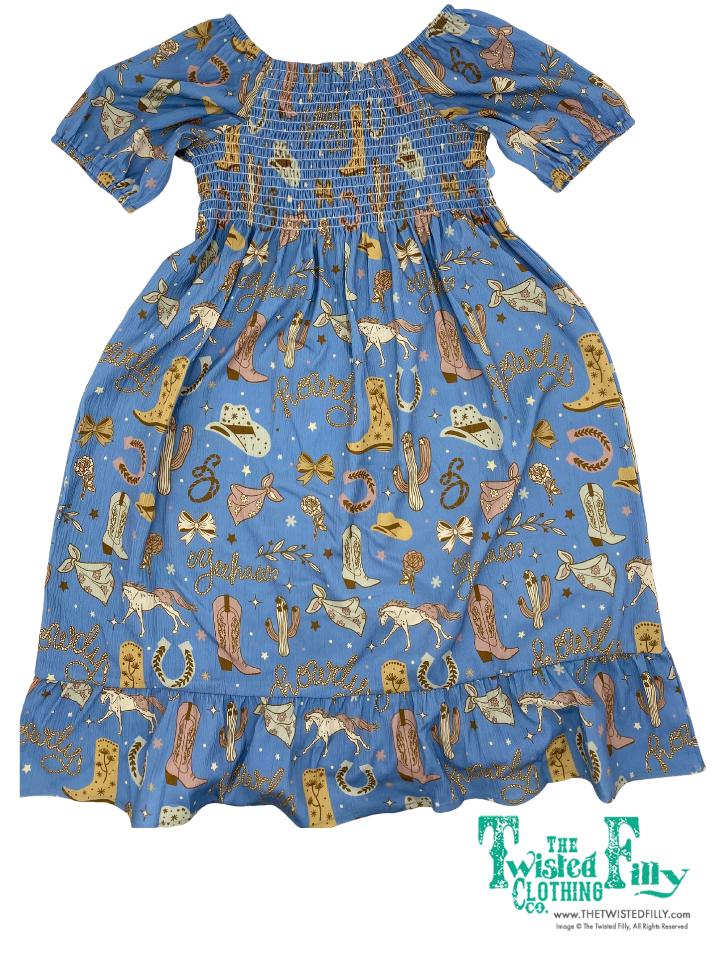 Blue Yee Haw - Youth Smocked SS Dress (6pcs)