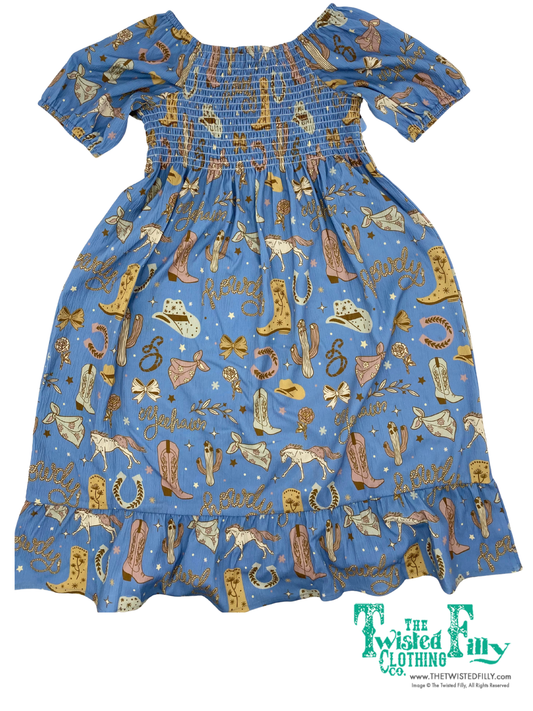 Blue Yee Haw - Youth Smocked SS Dress (6pcs)