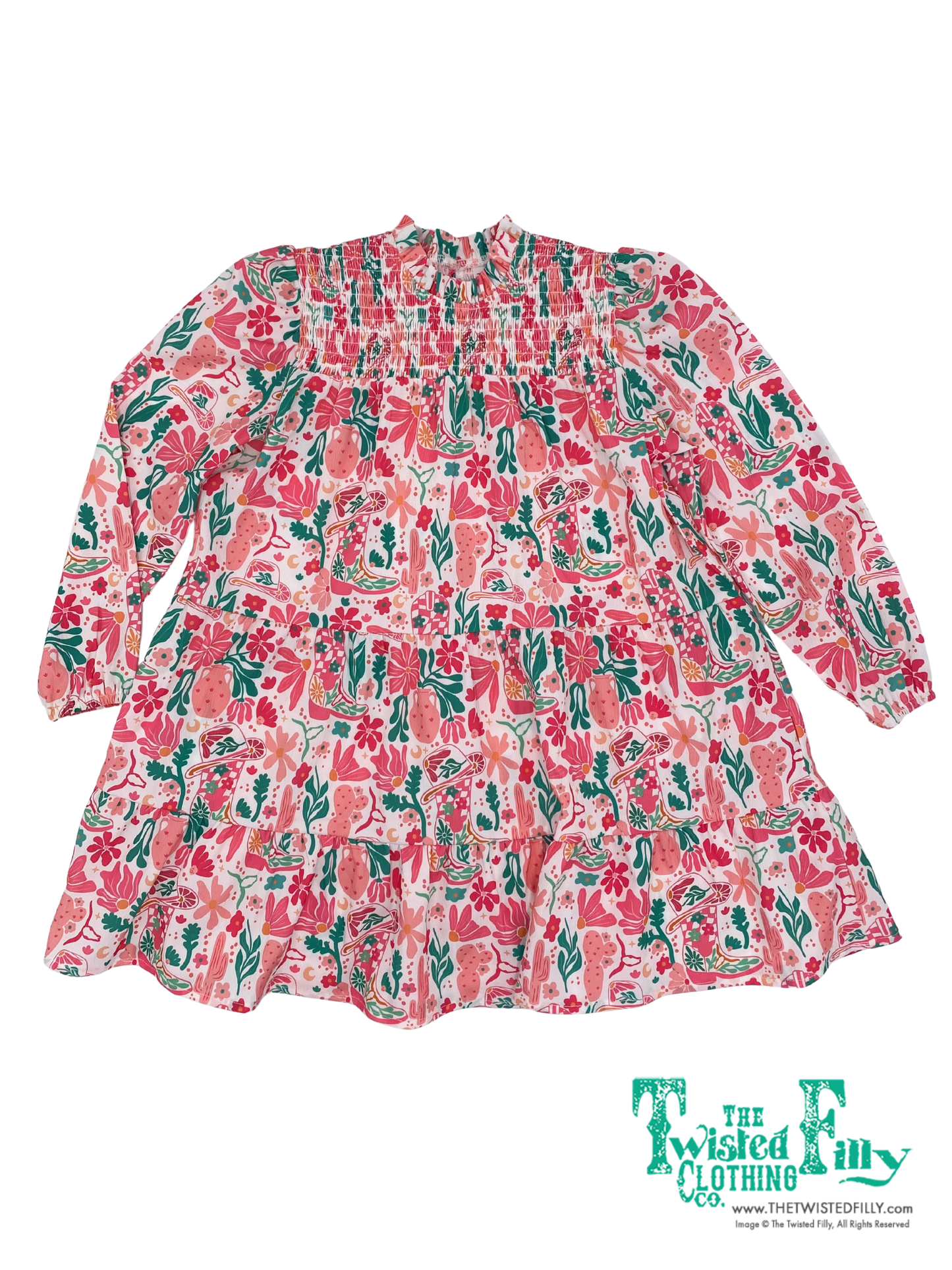 BOHO Boot - Youth Smocked LS Dress (6pcs)