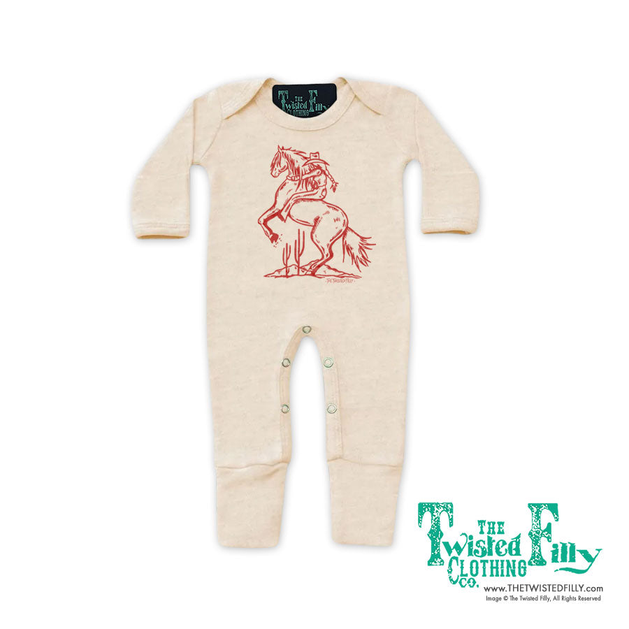Bucking Cowgirl - Infant Jumpsuit w/ Mittens