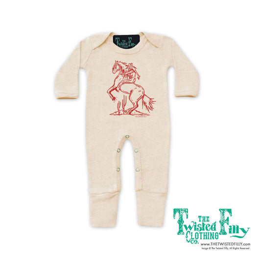 Bucking Cowgirl - Infant Jumpsuit w/ Mittens