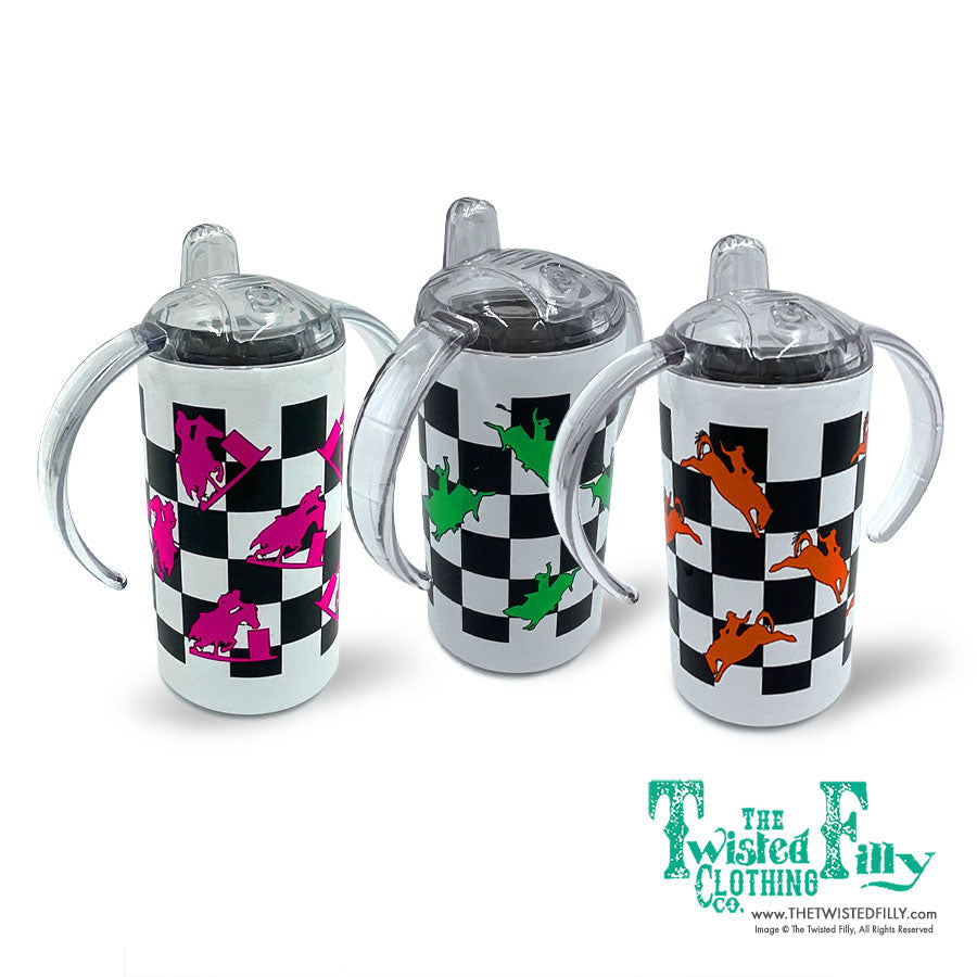 Checkered Neon Rodeo Sippy (2pcs)