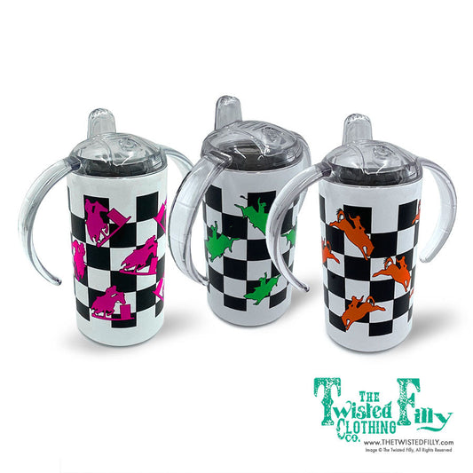 Checkered Neon Rodeo Sippy (2pcs)