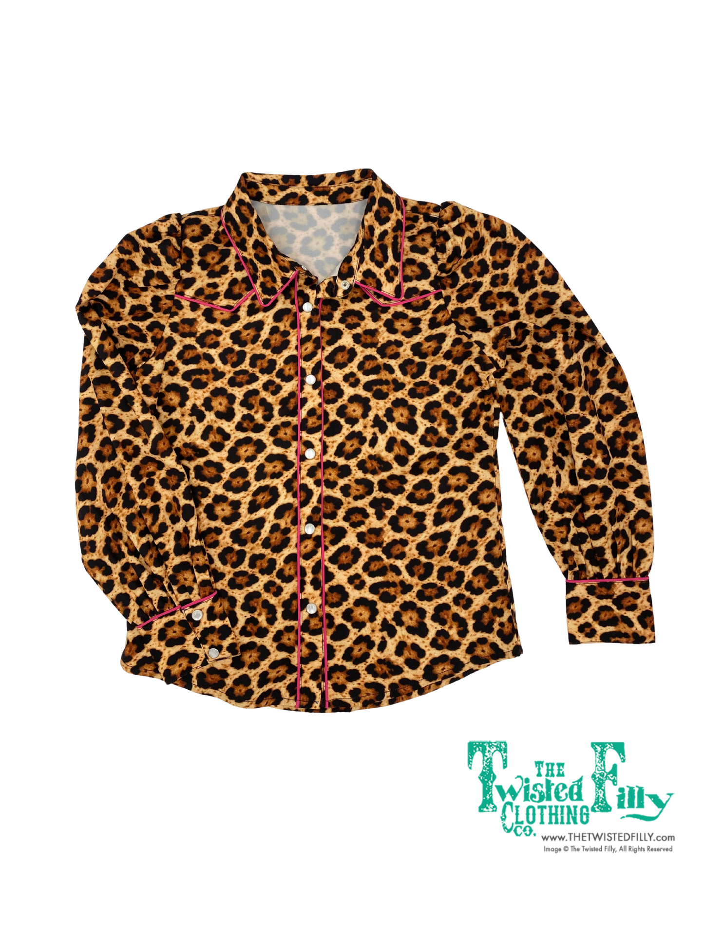 Cheetah W/ Pink Piping - Toddler LS Pearl Snap (4pcs)