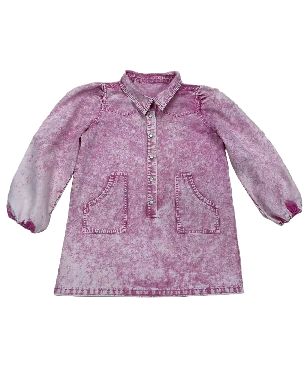 Vintage Pink - Infant LS Pearl Snap Dress (6pcs)