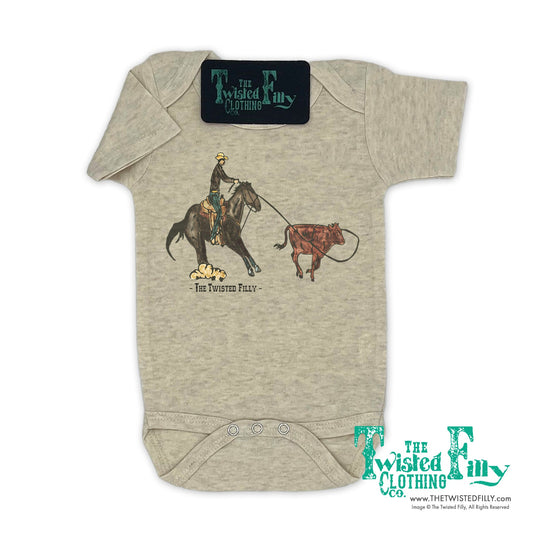 End Of The Line Calf Roper - S/S Infant One Piece - Oatmeal (6pcs)