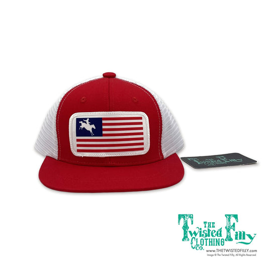 Flag Bronc Rider - Infant / Toddler Trucker Hat- Red & White  (2pcs)