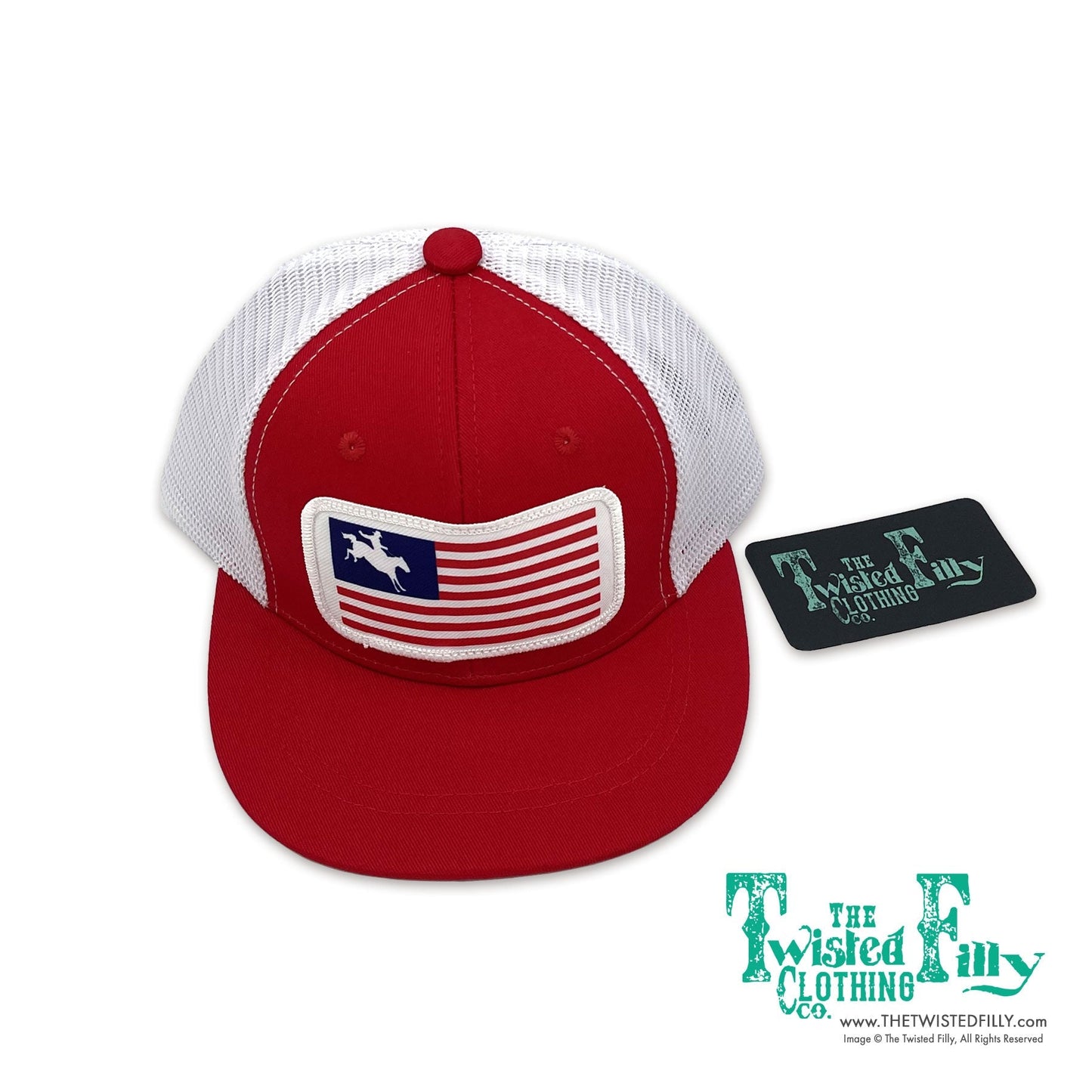 Flag Bronc Rider - Infant / Toddler Trucker Hat- Red & White  (2pcs)