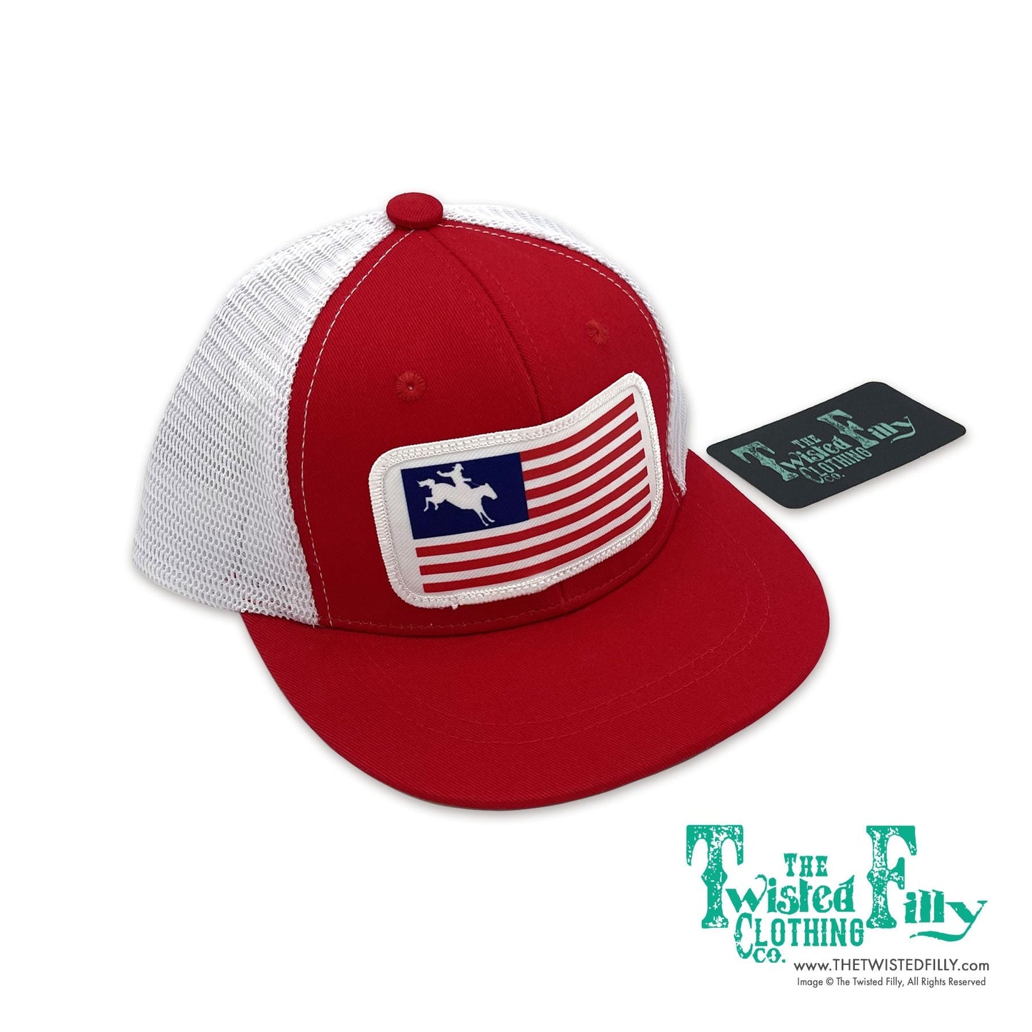 Flag Bronc Rider - Infant / Toddler Trucker Hat- Red & White  (2pcs)