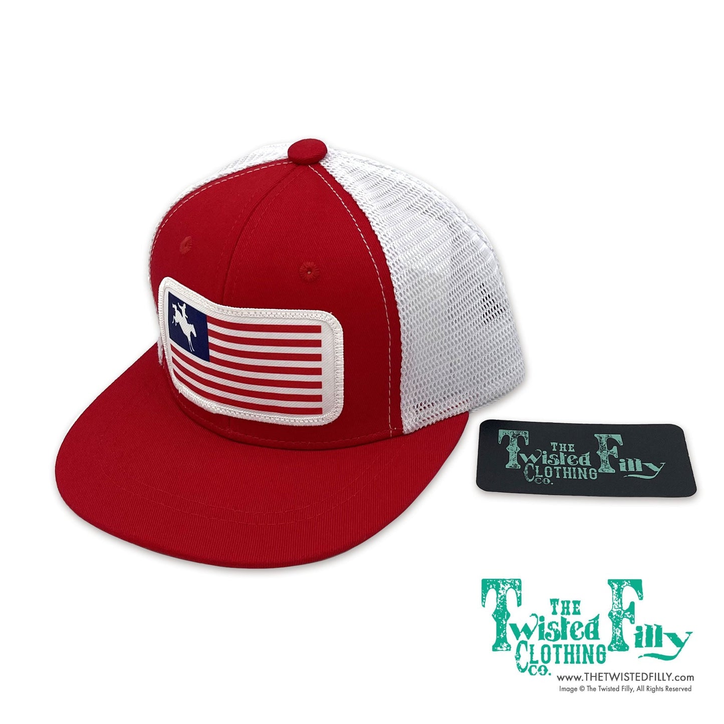 Flag Bronc Rider - Infant / Toddler Trucker Hat- Red & White  (2pcs)