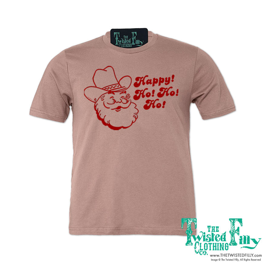 Happy Ho Ho Ho Christmas Cowboy Santa - S/S Adult Crew Neck Unisex Tee (7 Pcs)