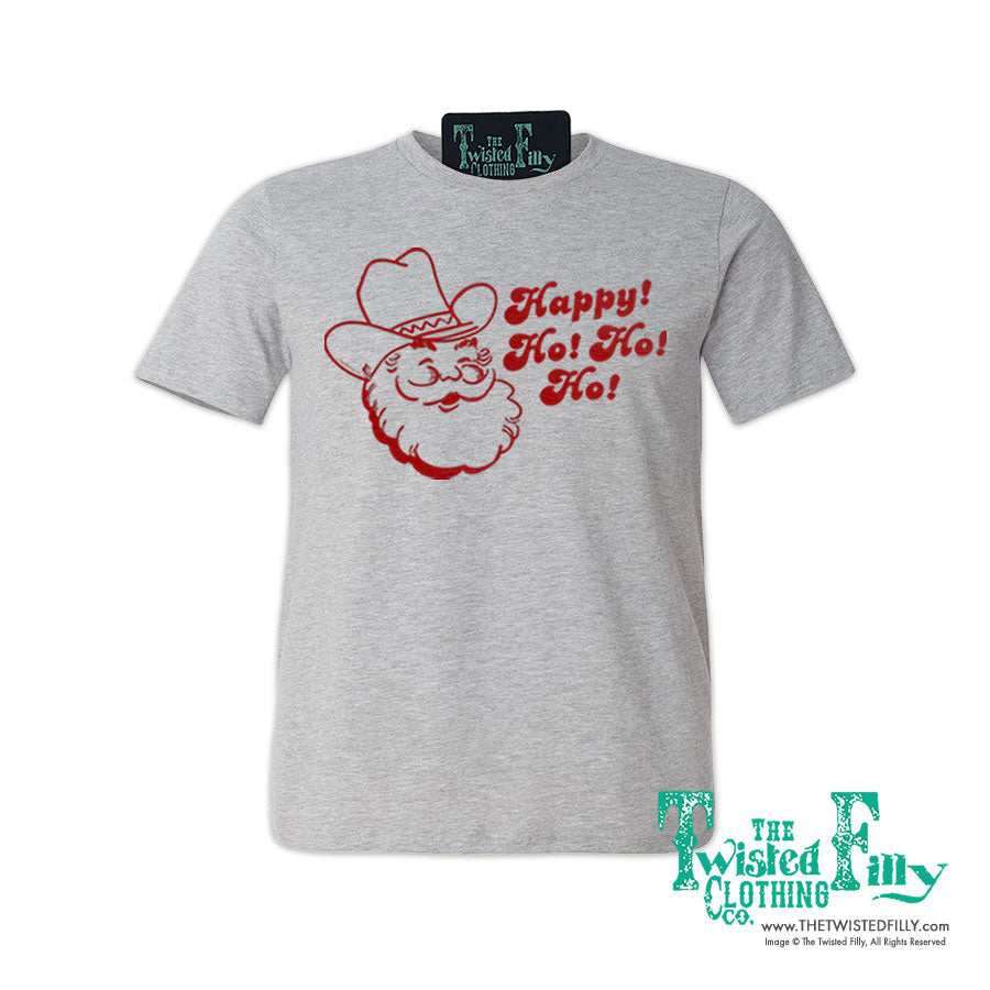 Happy Ho Ho Ho Christmas Cowboy Santa - S/S Adult Crew Neck Unisex Tee (7 Pcs)