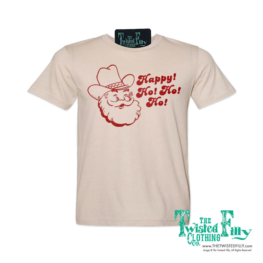 Happy Ho Ho Ho Christmas Cowboy Santa - S/S Adult Crew Neck Unisex Tee (7 Pcs)