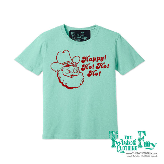 Happy Ho Ho Ho Christmas Cowboy Santa - S/S Adult Crew Neck Unisex Tee (7 Pcs)