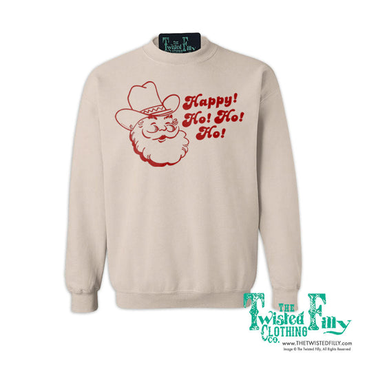 Happy Ho Ho Ho Christmas Cowboy Santa - Adult Unisex Sweatshirt (7 Pcs)