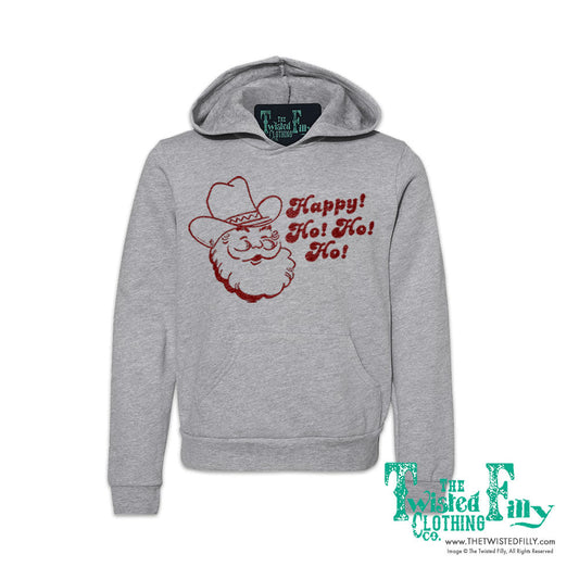 Happy Ho Ho Ho Christmas Cowboy Santa - Youth Hoodie (7 Pcs)