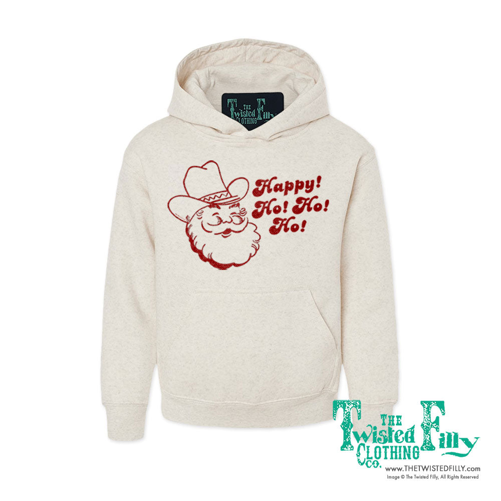 Happy Ho Ho Ho Christmas Cowboy Santa - Youth Hoodie (7 Pcs)