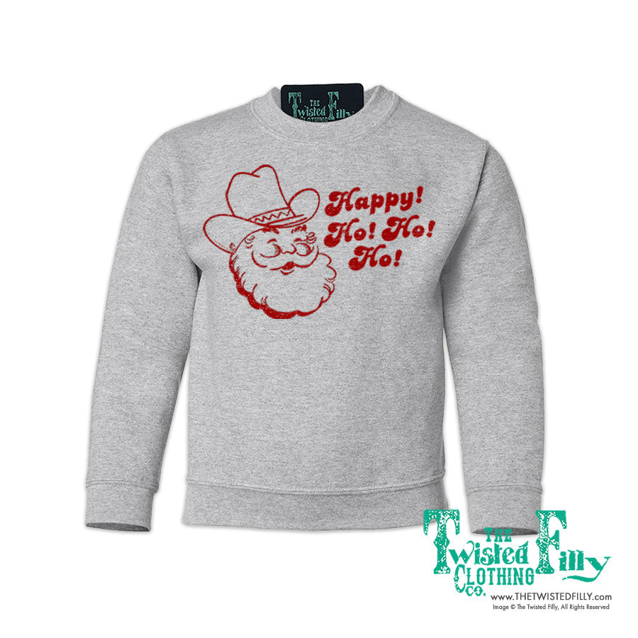 Happy Ho Ho Ho Christmas Cowboy Santa - Youth Sweatshirt (7 Pcs)