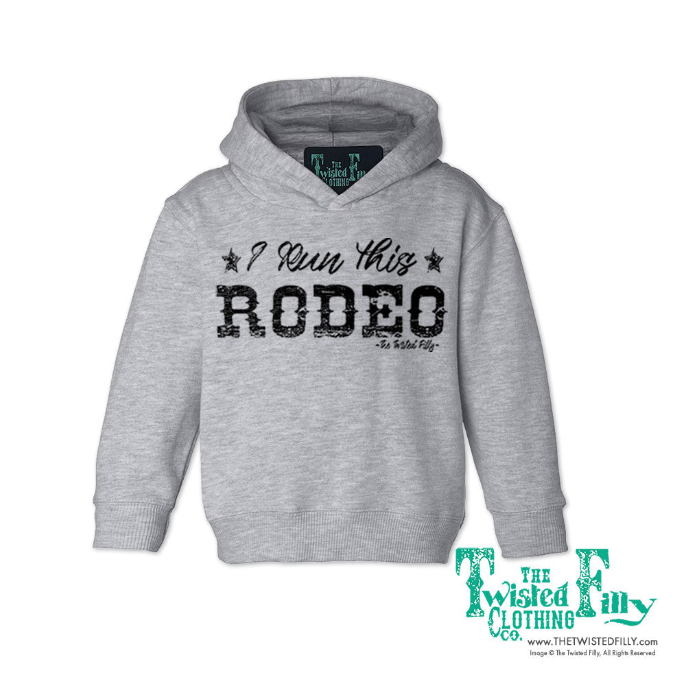 I Run This Rodeo Toddler Hoodie Heather Gray