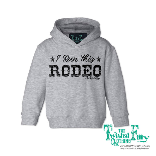 I Run This Rodeo Toddler Hoodie Heather Gray