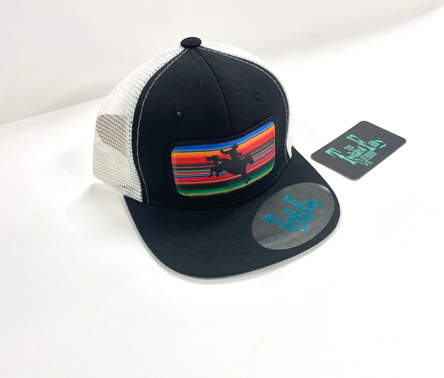 Serape Bronc Rider - Toddler Trucker Hat - Black/White