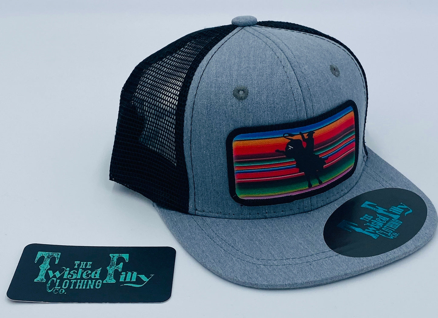 Serape Bull Rider - Toddler Trucker Hat - Blk/Htr Gry