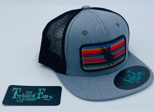 Serape Bull Rider - Toddler Trucker Hat - Blk/Htr Gry