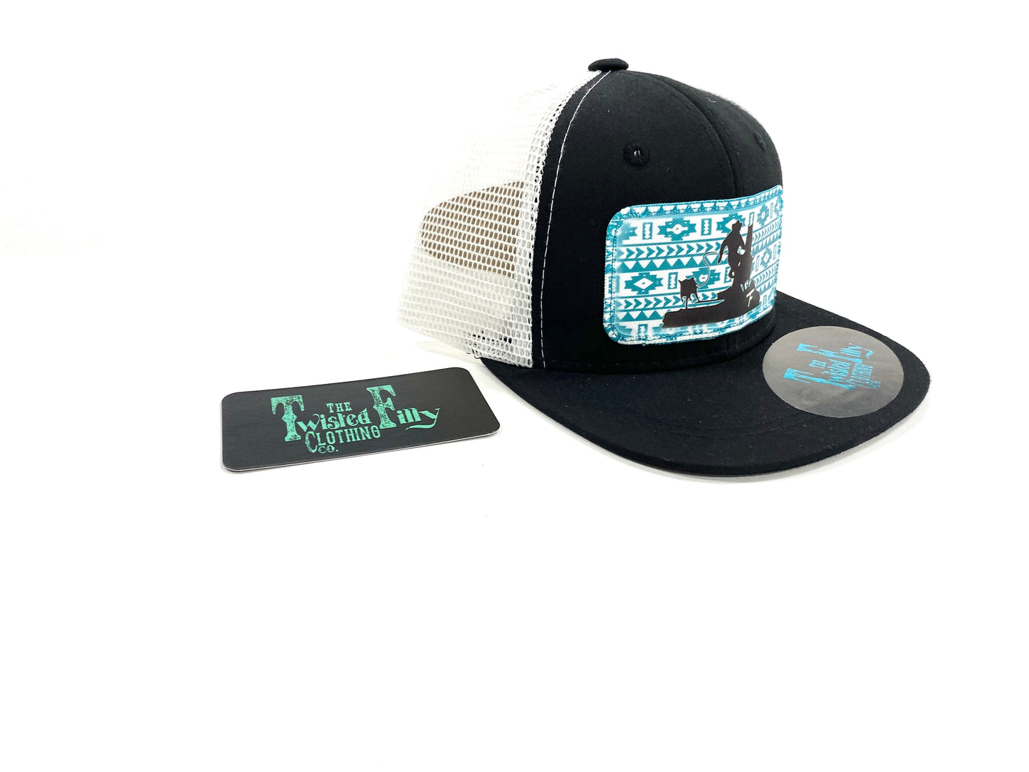 Southwest Calf Roper - Toddler Trucker Hat - Black/White