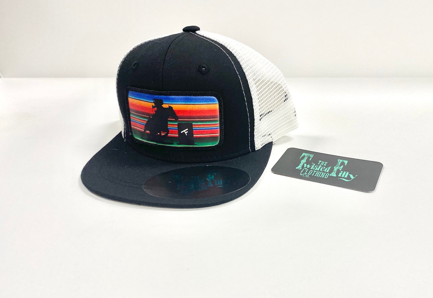 Serape Barrel Racer - Toddler Trucker Hat - Black/White