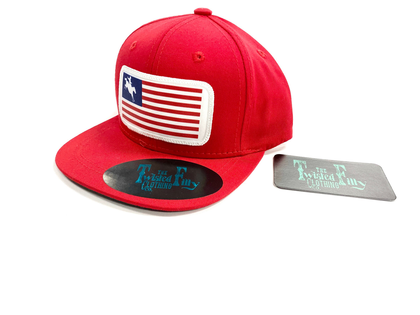 Flag Bronc Rider - Toddler Snapback Hat - Red  (2pcs)