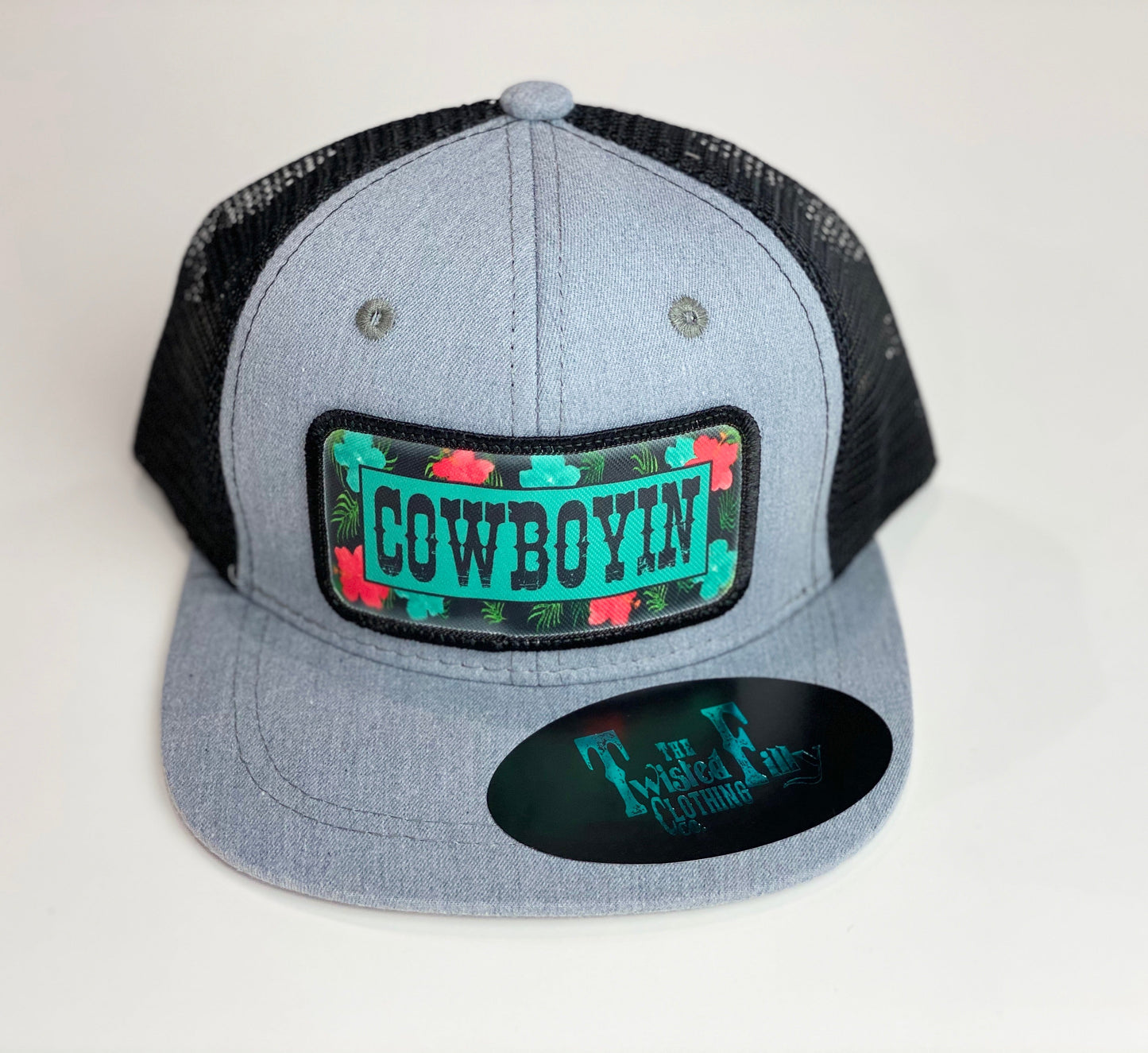 Cowboyin 5.0 - Toddler Trucker Hat - Black/Heather Gray