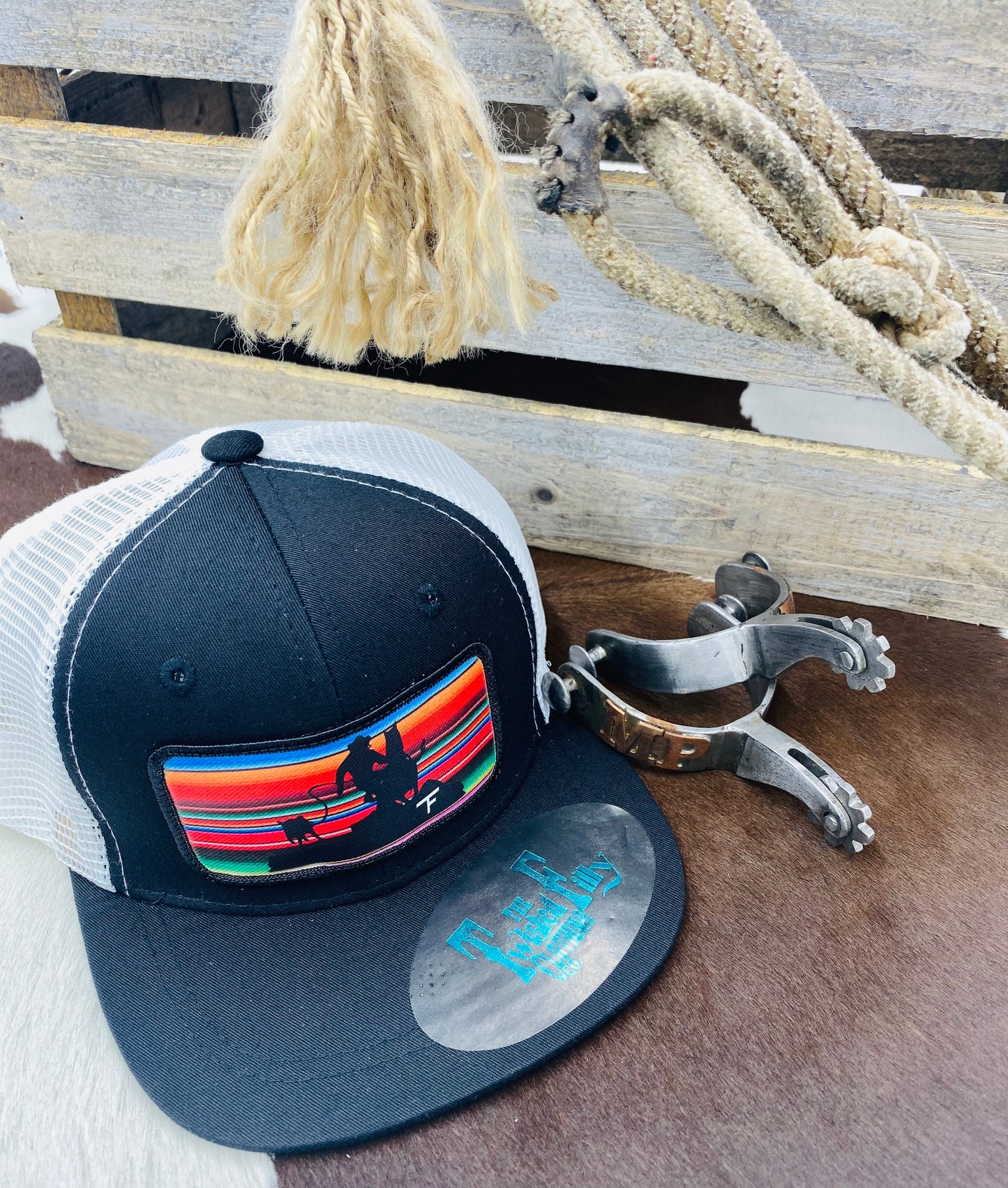 Serape Calf Roper - Toddler Trucker Hat - Blk/Wht