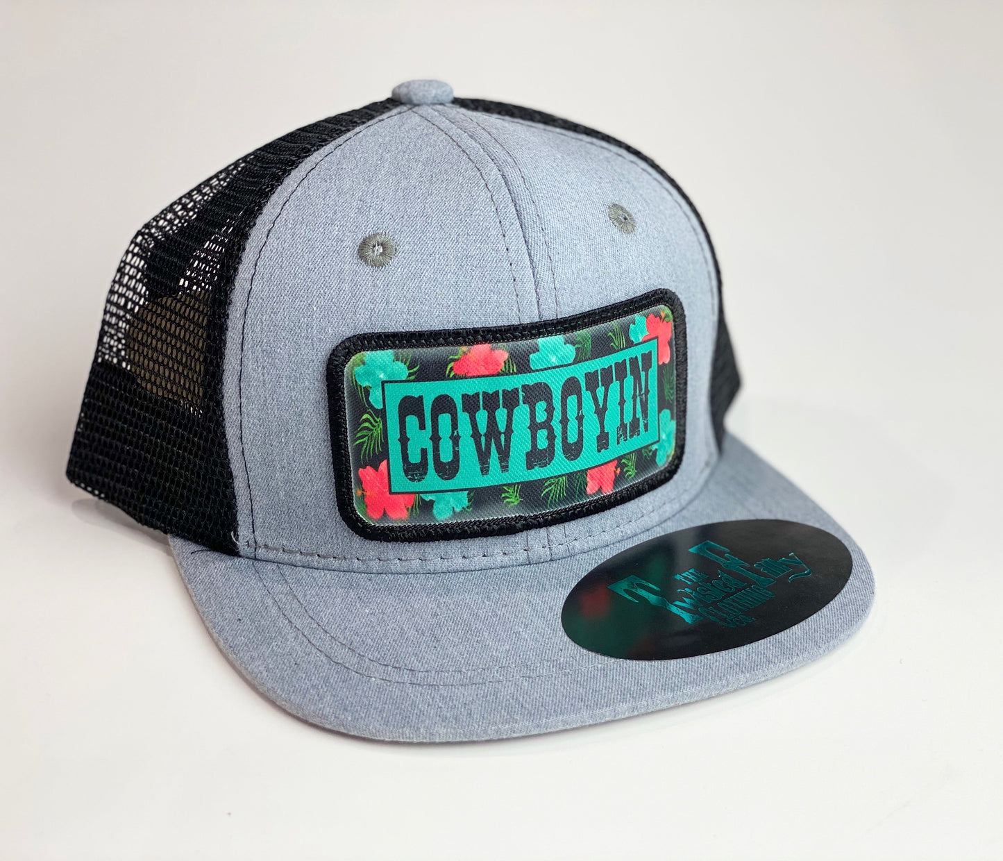 Cowboyin 5.0 - Toddler Trucker Hat - Black/Heather Gray