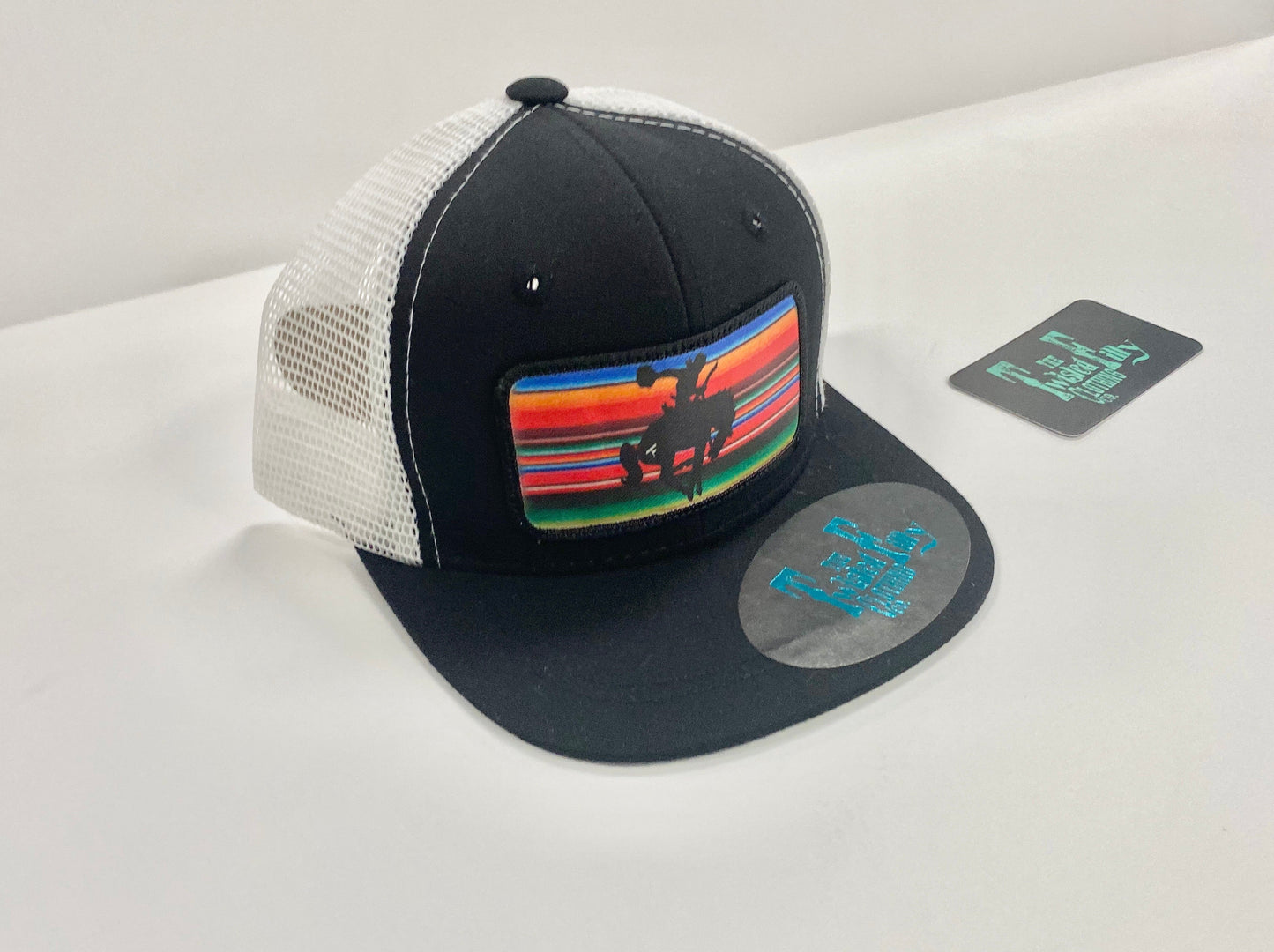 Serape Vintage Bronc Rider - Toddler Trucker Hat - Black/White