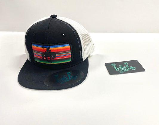 Serape Vintage Bronc Rider - Toddler Trucker Hat - Black/White