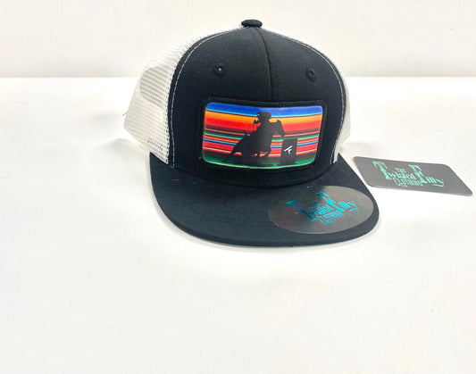 Serape Barrel Racer - Toddler Trucker Hat - Black/White