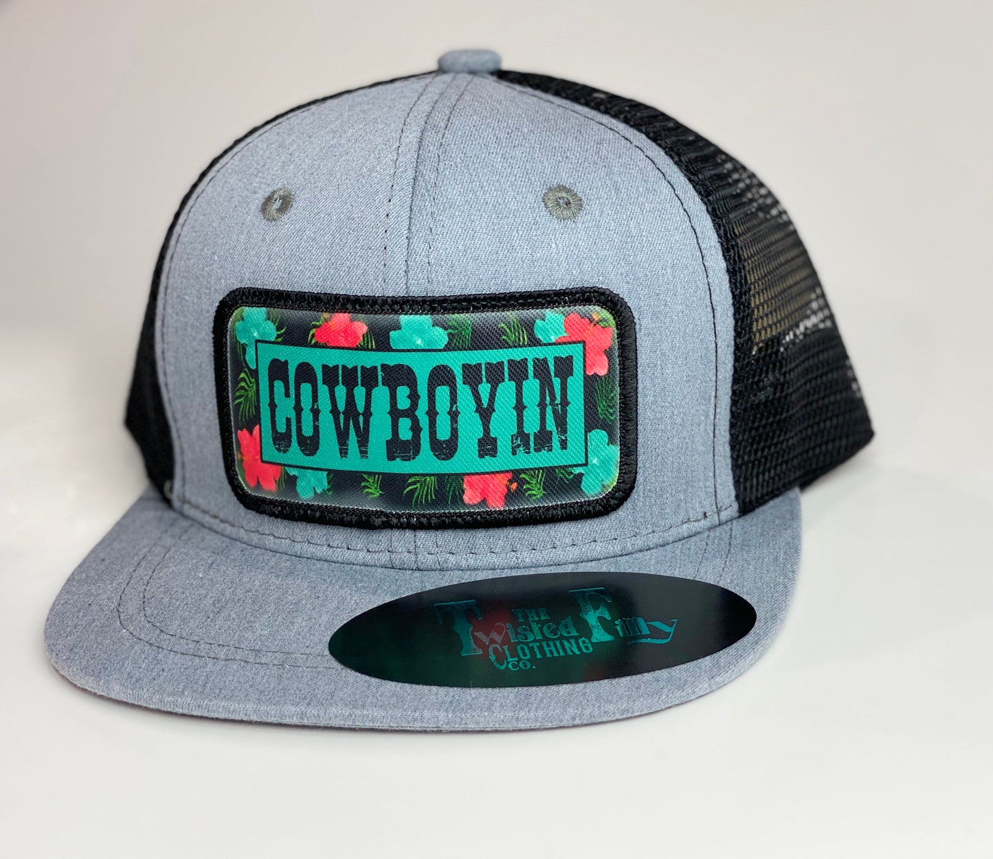 Cowboyin 5.0 - Toddler Trucker Hat - Black/Heather Gray
