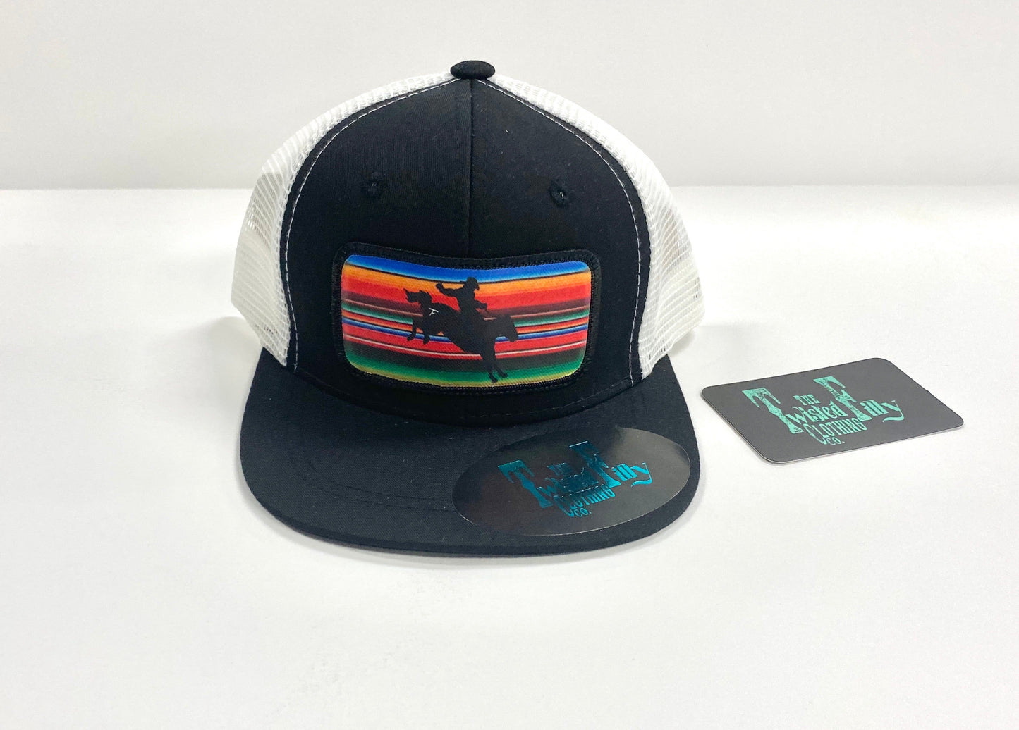 Serape Bronc Rider - Toddler Trucker Hat - Black/White