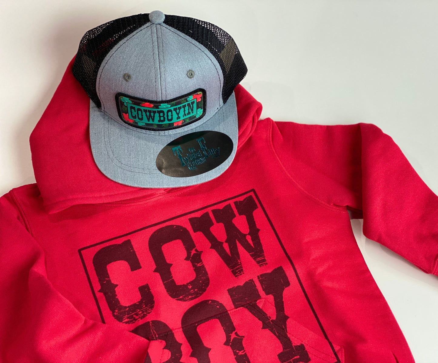 Cowboyin 5.0 - Toddler Trucker Hat - Black/Heather Gray