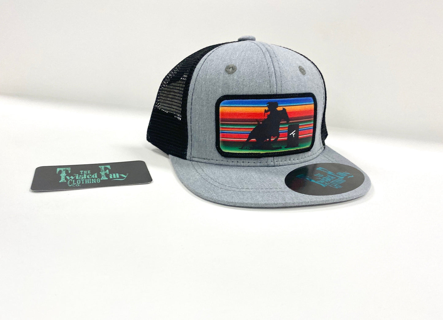 Serape Barrel Racer - Toddler Trucker Hat - Blk/Htr Gry
