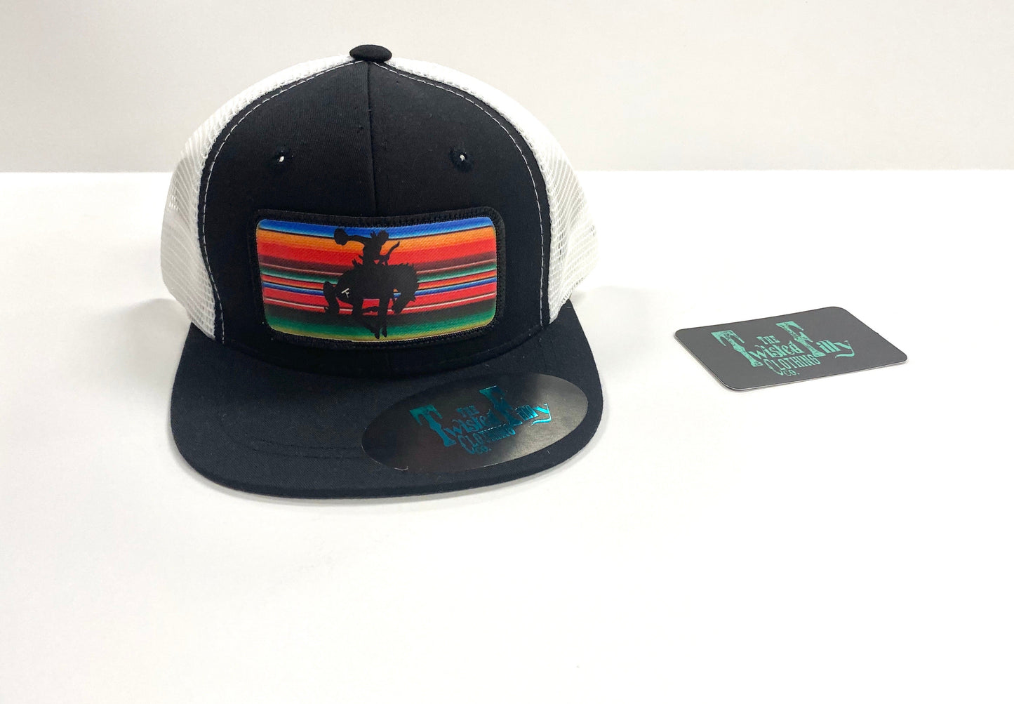 Serape Vintage Bronc Rider - Toddler Trucker Hat - Black/White