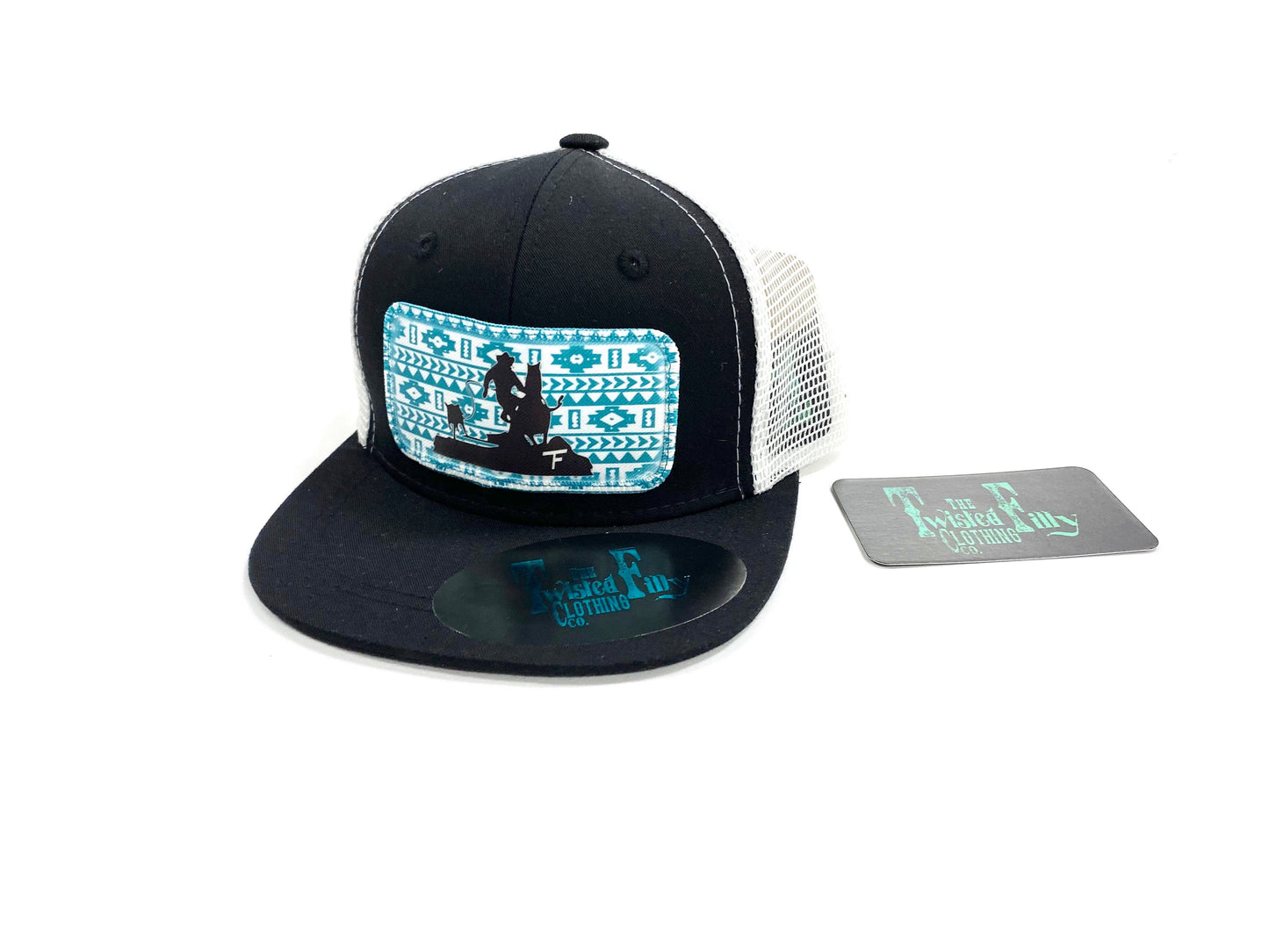 Southwest Calf Roper - Toddler Trucker Hat - Black/White