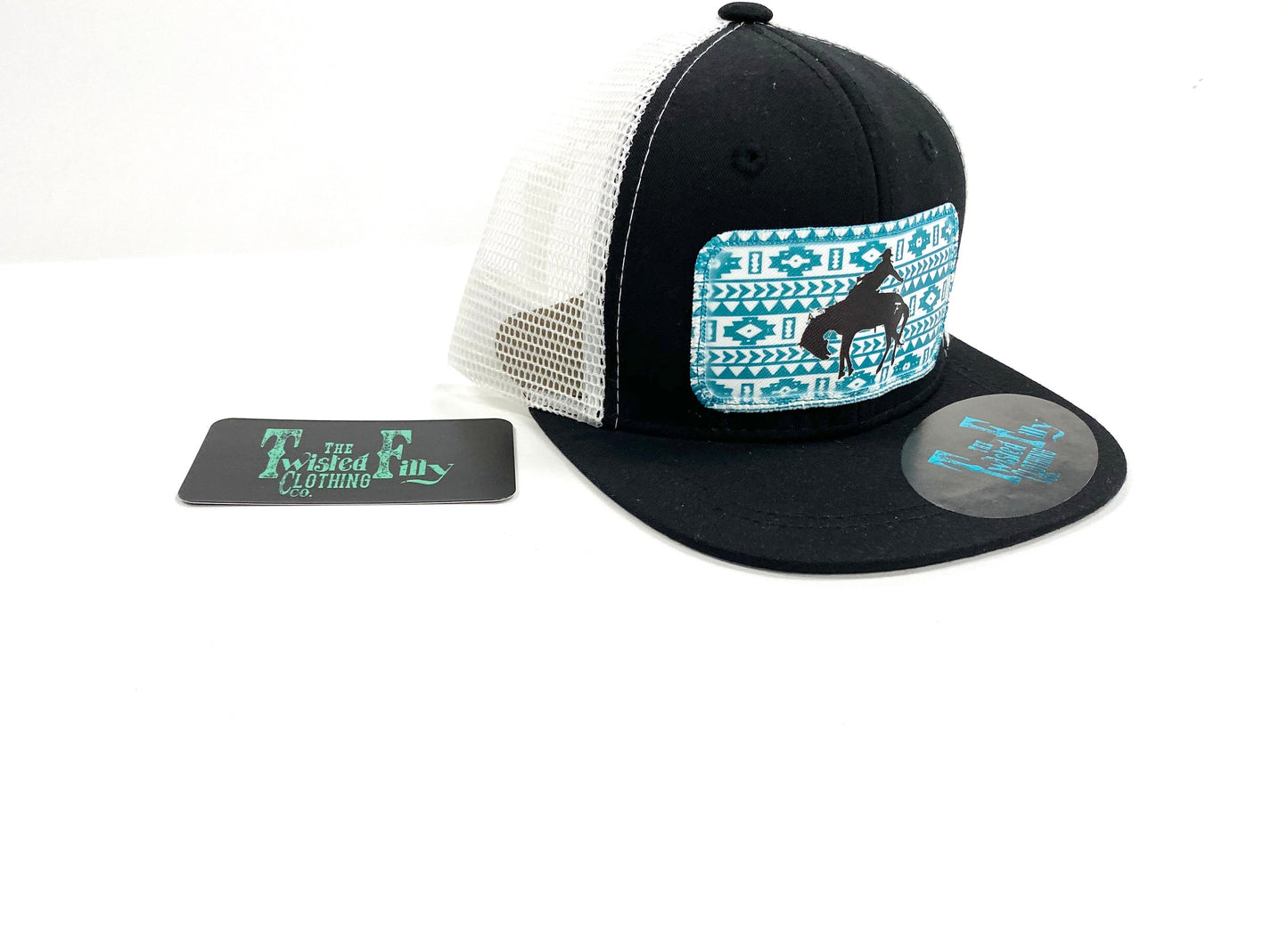 Southwest Saddle Bronc - Toddler Trucker Hat - Black/White
