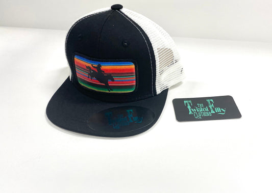 Serape Bronc Rider - Toddler Trucker Hat - Black/White