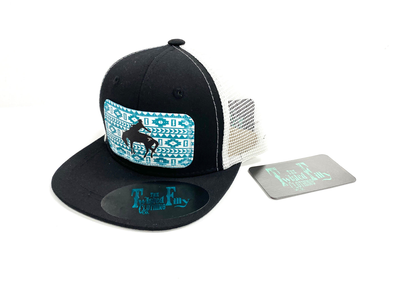 Southwest Saddle Bronc - Toddler Trucker Hat - Black/White