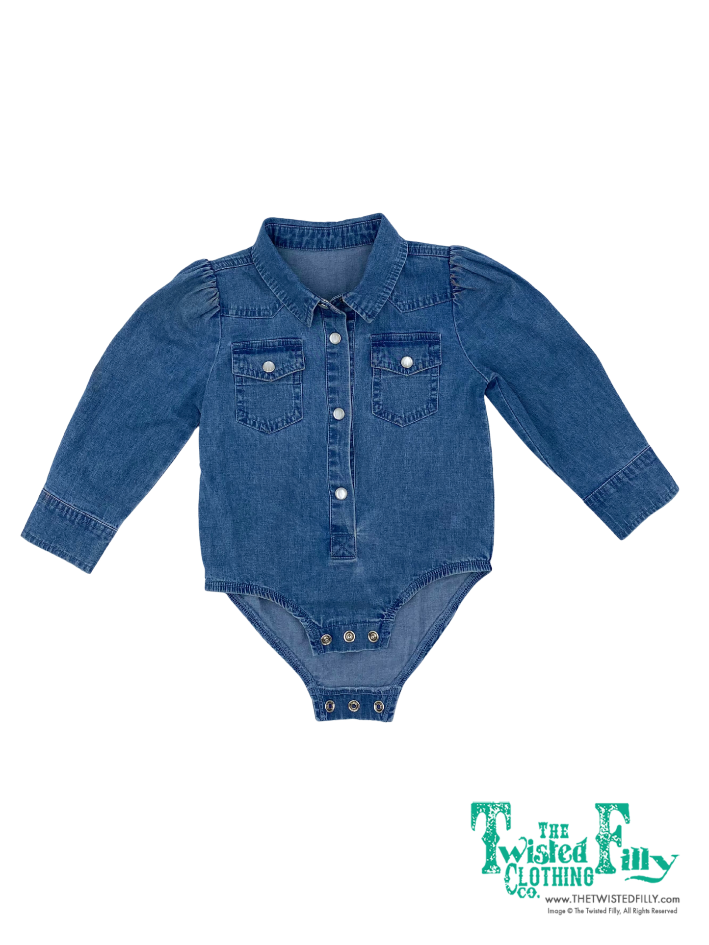 Denim - Infant LS Pearl Snap One Piece (6pcs)