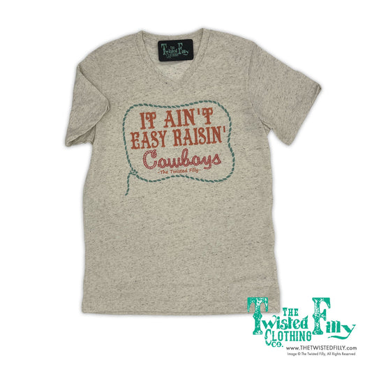 It Ain't Easy Raisin' Cowboys - Adult V-Neck Tee