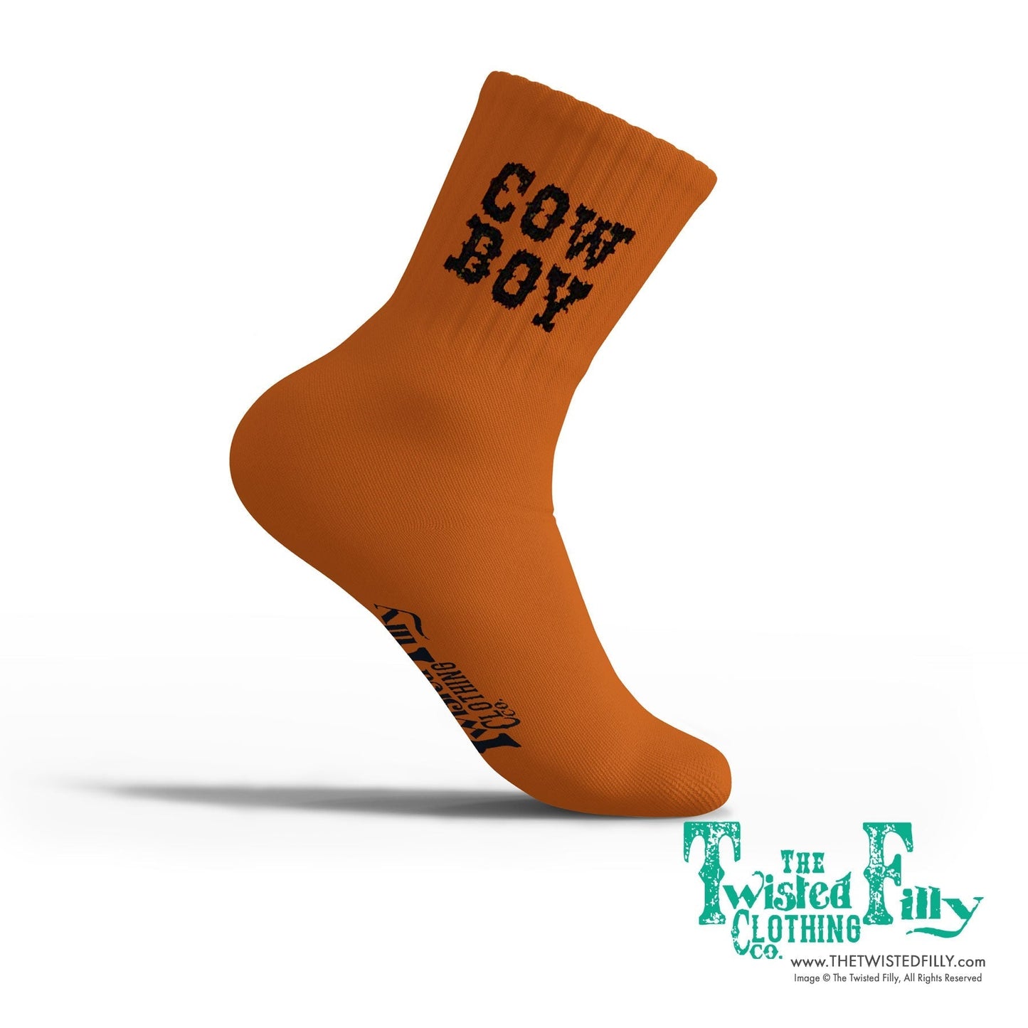 Cow Boy Toddler Socks - Orange