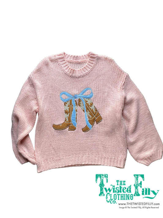 Pink Boot Bow - Infant Sweater (6pcs)